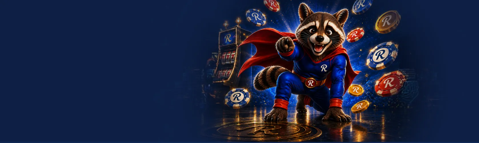 Rooli Casino Welcome Package banner: the Roo kangaroo beside slot reels and 475 free spins over four deposits
